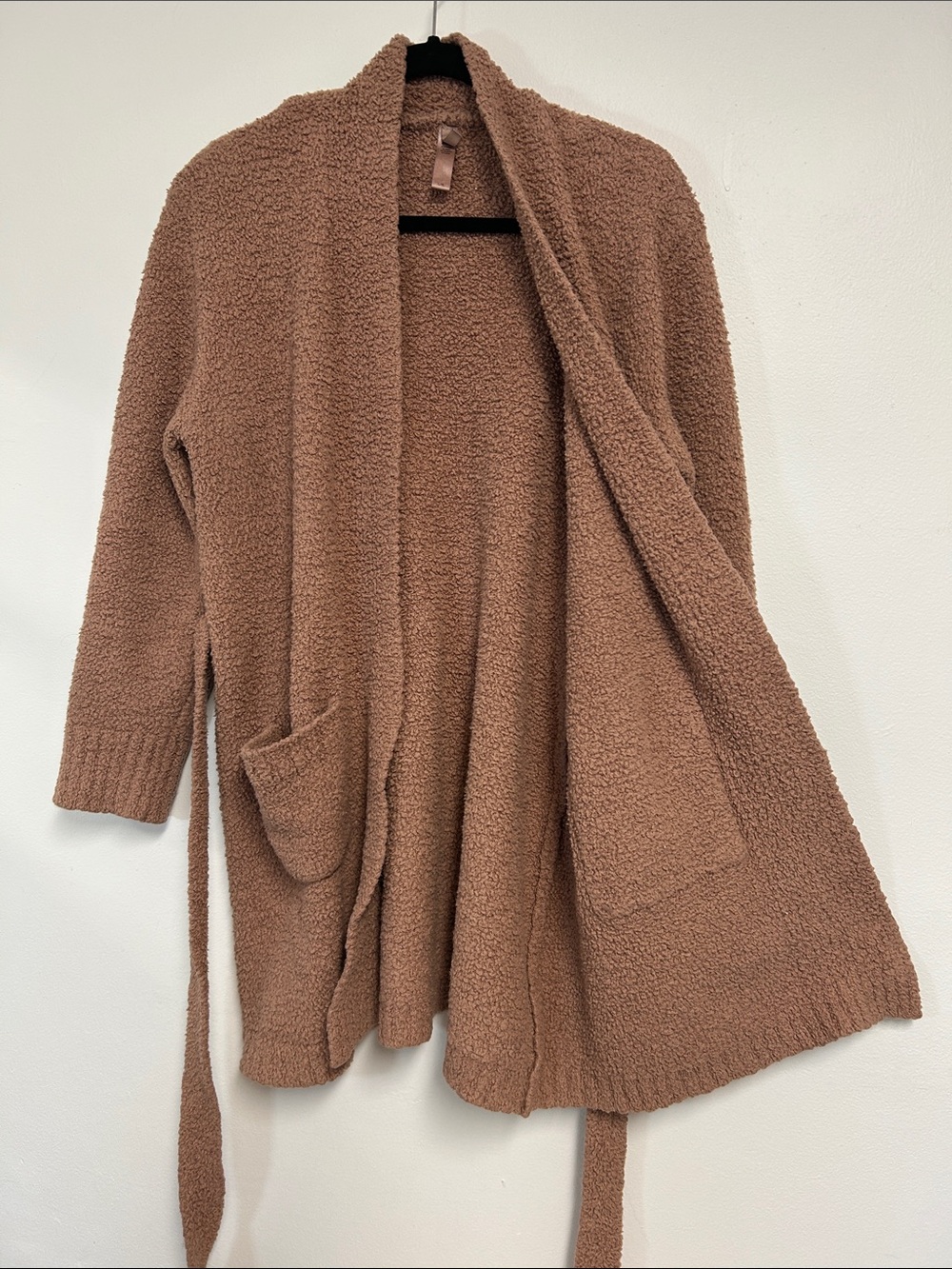 Skims Cozy Collection Textured Knit Boucle Belted Brown Short Robe Size L/XL - Picture 3 of 16